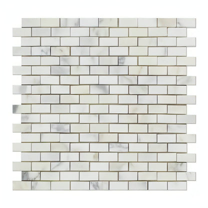 Calacatta Gold Marble Honed Baby Brick Mosaic Tile - Hey Tiles