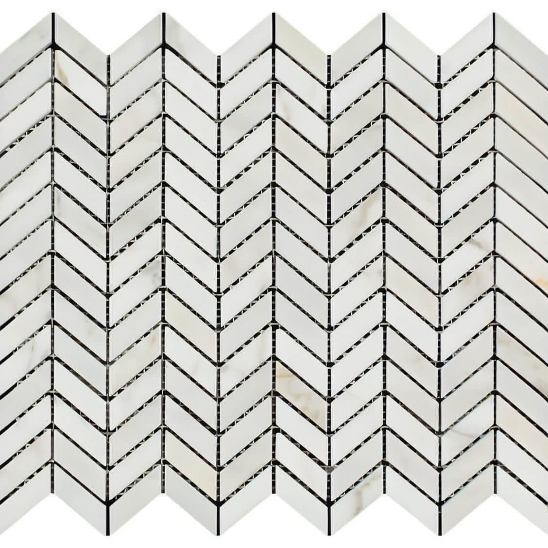 Calacatta Gold Marble Honed Mini Chevron Mosaic Italian Marble - Hey Tiles