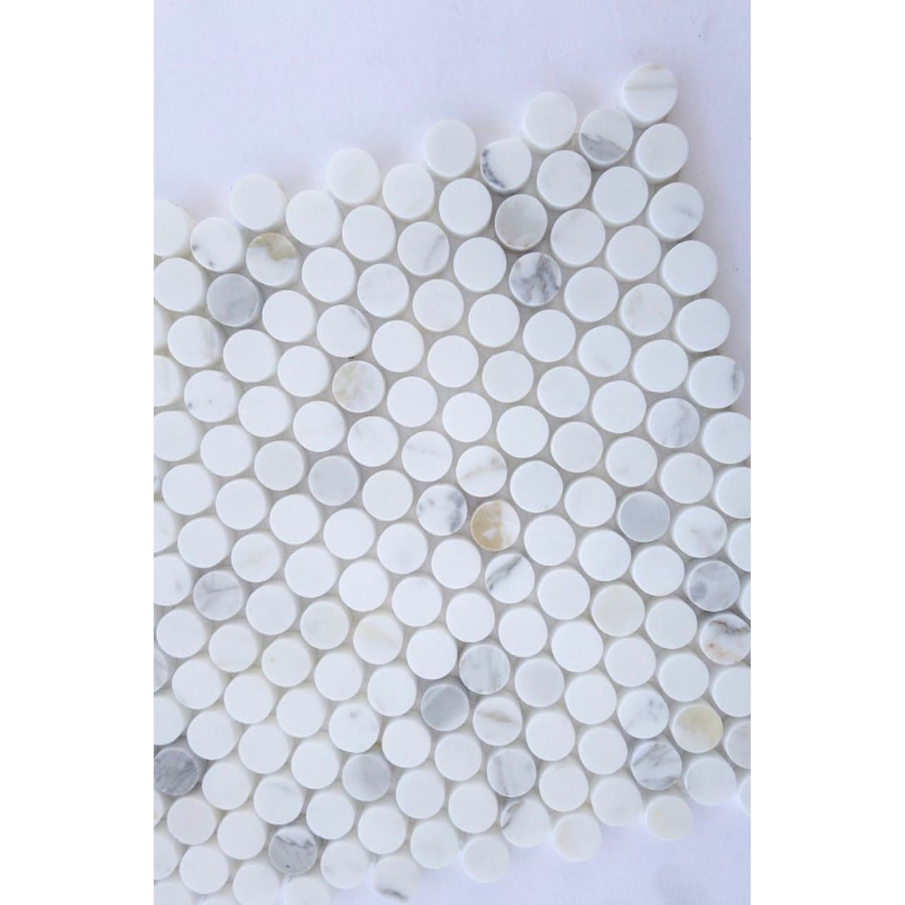 Calacatta Gold Marble Penny Round Mosaic - Hey Tiles