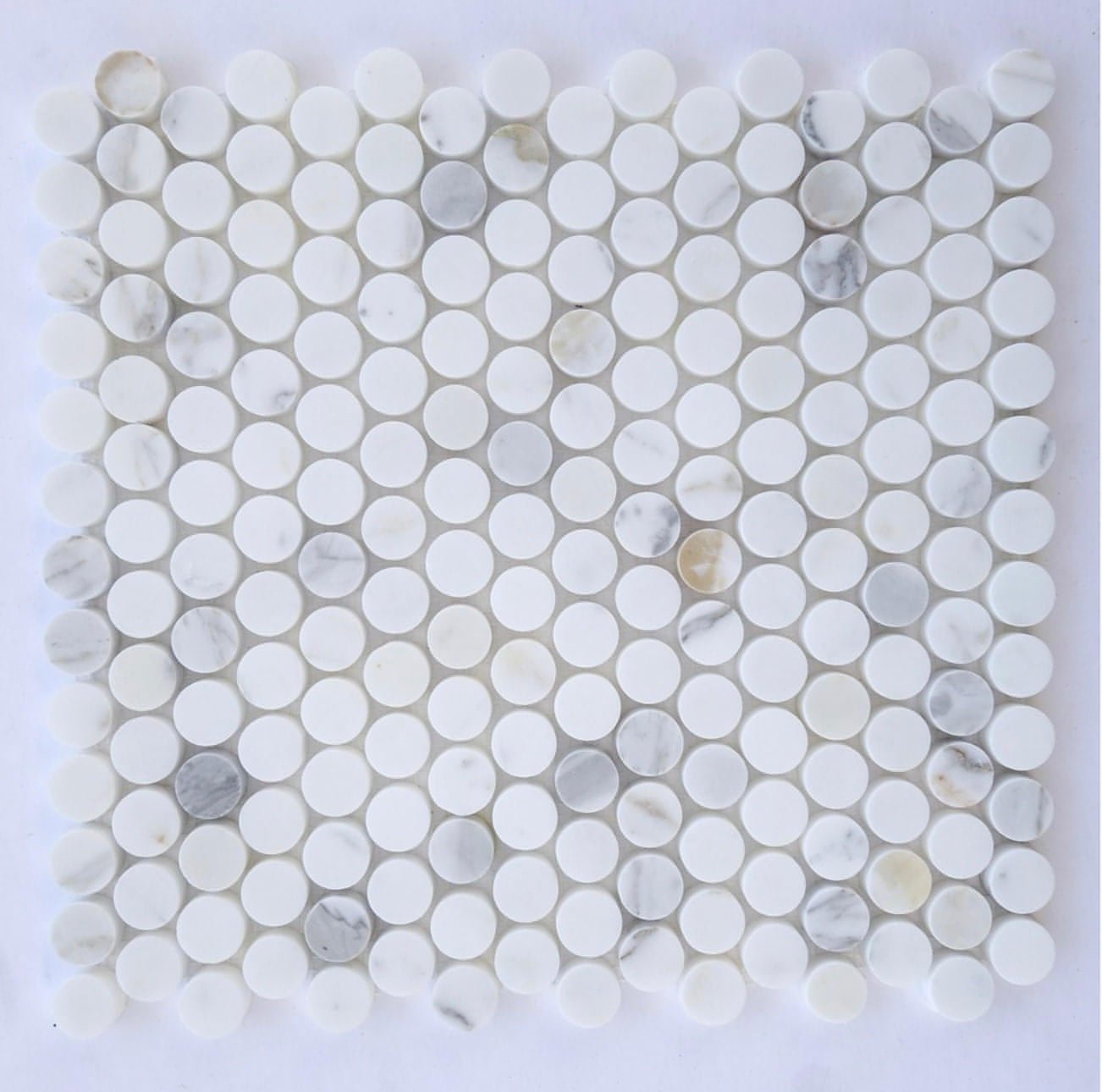 Calacatta Gold Marble Penny Round Mosaic - Hey Tiles