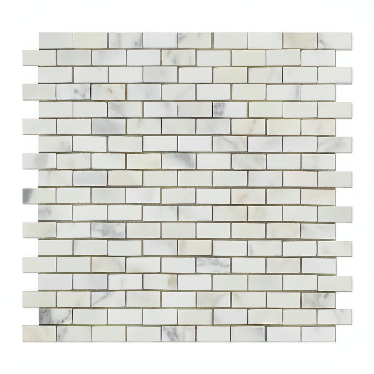 Calacatta Gold Marble Polished Baby Brick Mosaic Tile - Hey Tiles