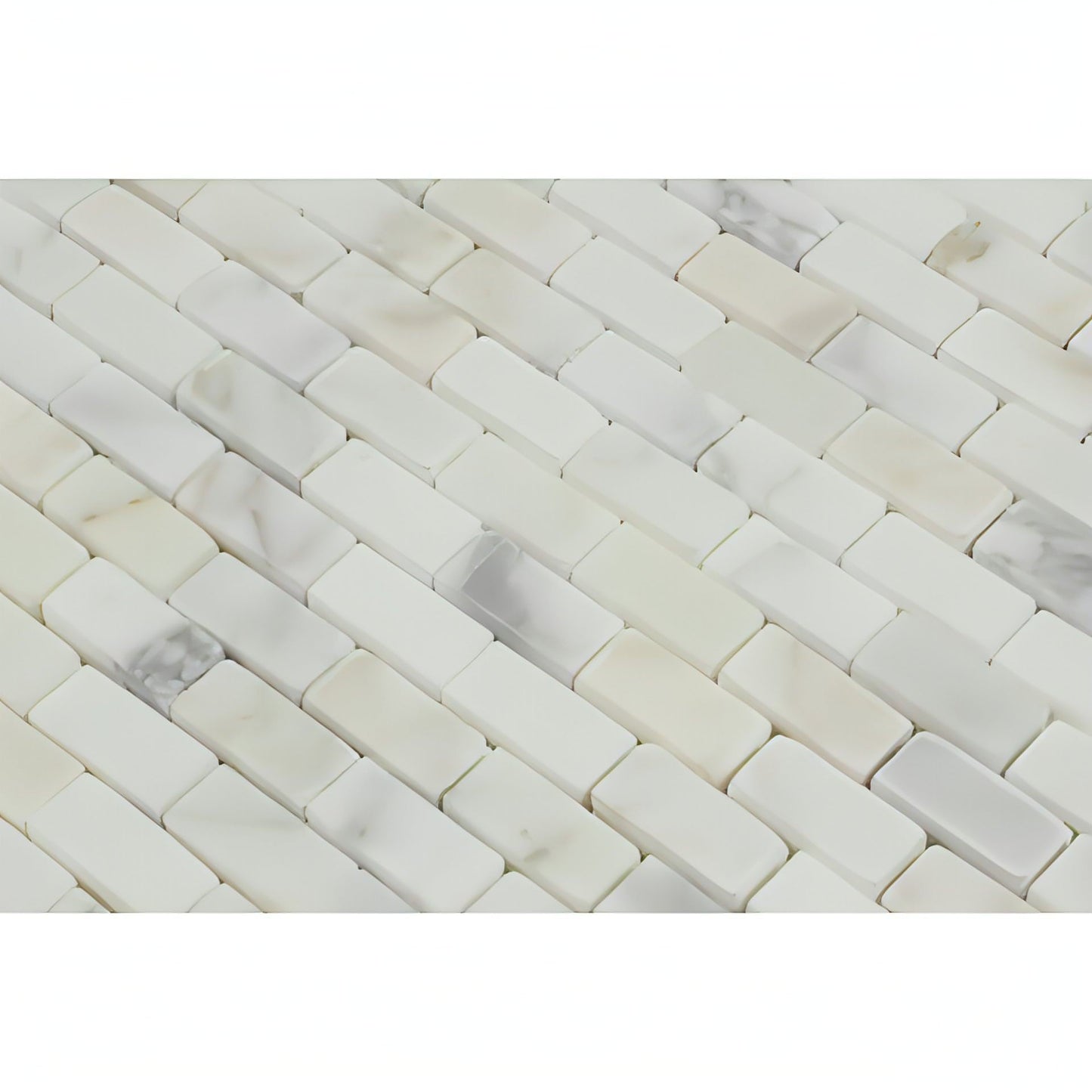 Calacatta Gold Marble Polished Baby Brick Mosaic Tile - Hey Tiles