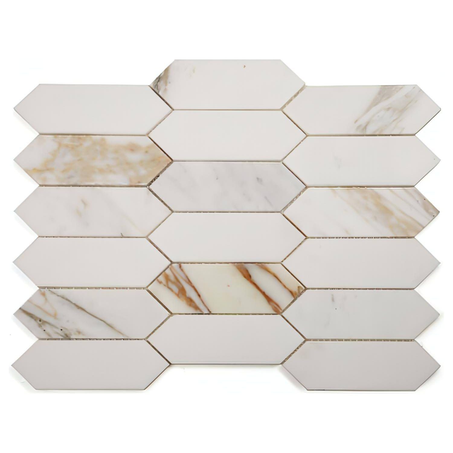 Calacatta Gold Picket Polished Mosaic 11.75 x 15 - Hey Tiles