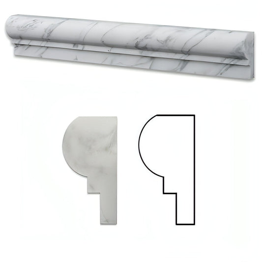 Carrara White Marble Og - 1 Chair Rail Molding Trim - Hey Tiles