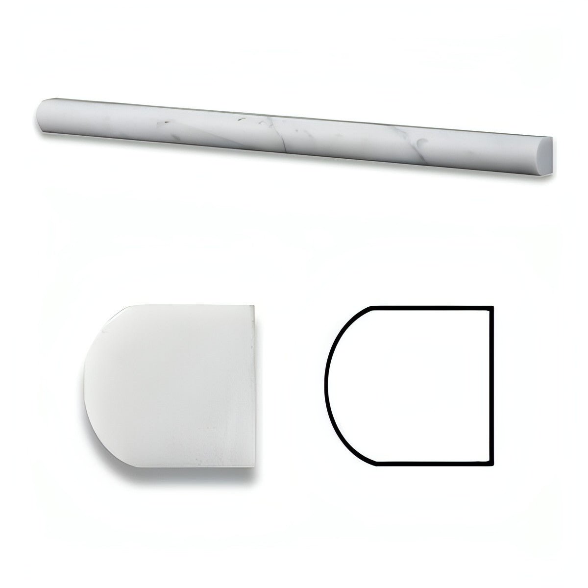 Carrara White Marble Polished 3/4 X 12 Bullnose Liner - Hey Tiles