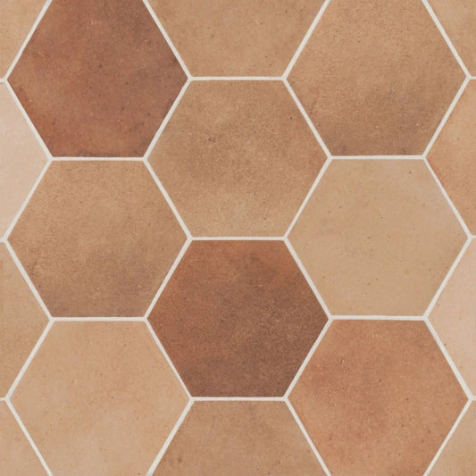 Celine 4" Hexagon Porcelain Floor & Wall Tile in Cotto - Hey Tiles