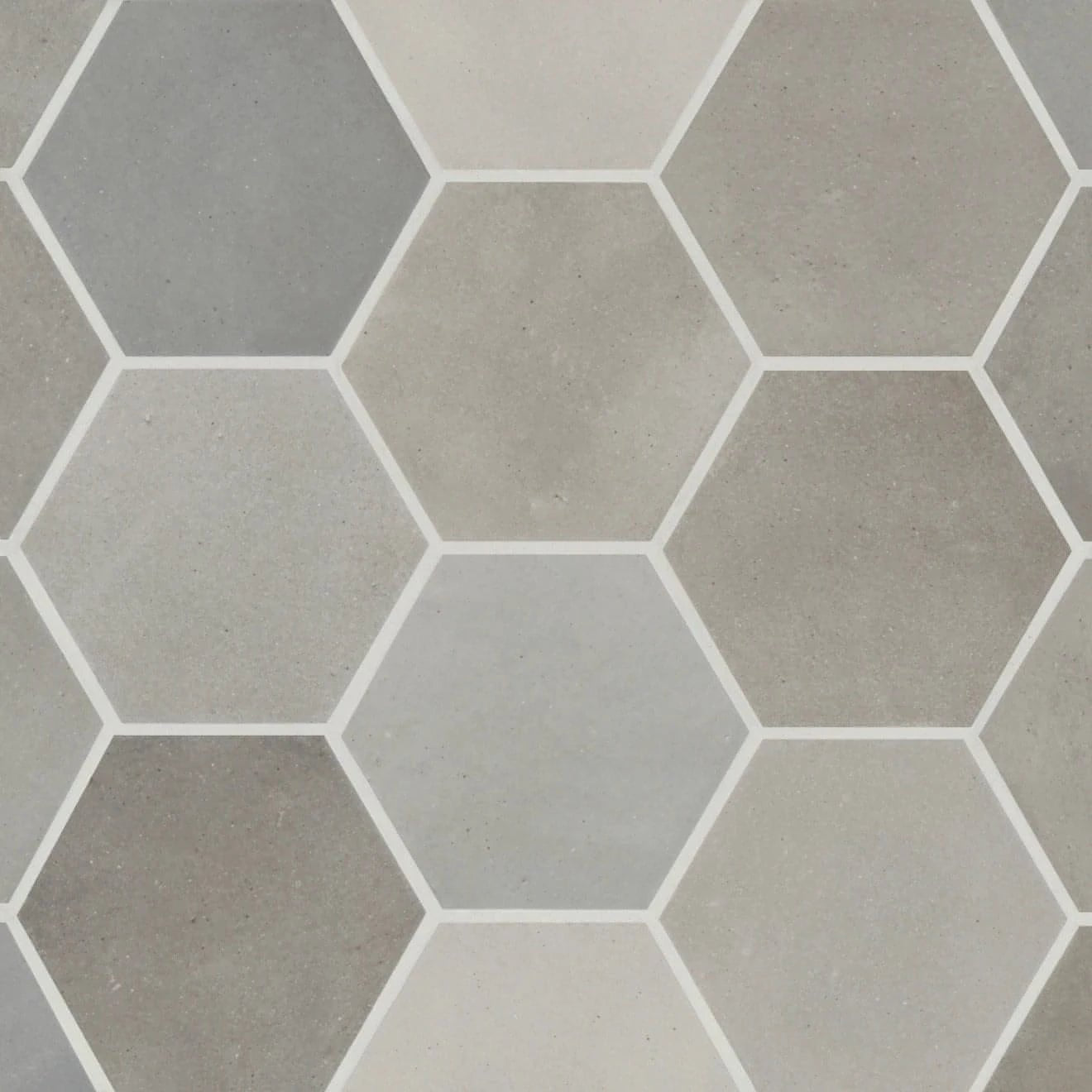 Celine 4" Hexagon Porcelain Floor & Wall Tile in Greige - Hey Tiles