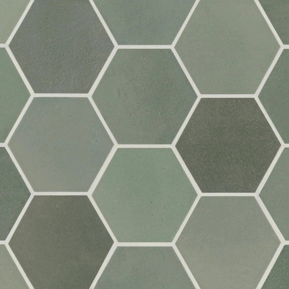 Celine 4" Hexagon Porcelain Floor & Wall Tile in Sage - Hey Tiles