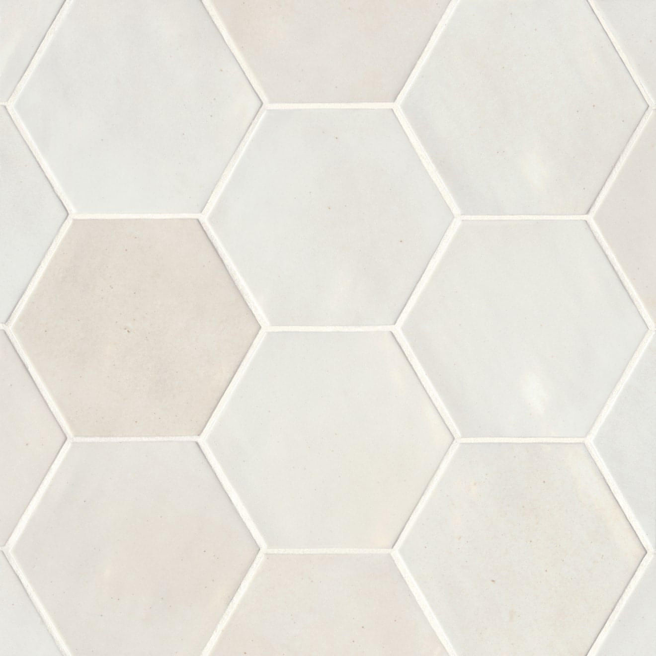 Celine 4" Hexagon Porcelain Floor & Wall Tile in White - Hey Tiles