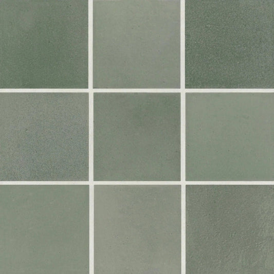 Celine 4" x 4" Matte Porcelain Floor & Wall Tile in Sage - Hey Tiles