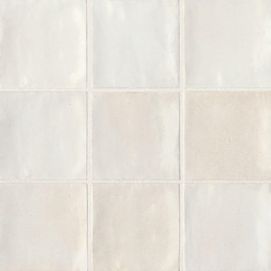 Celine 4" x 4" Porcelain Floor & Wall Tile in White - Hey Tiles