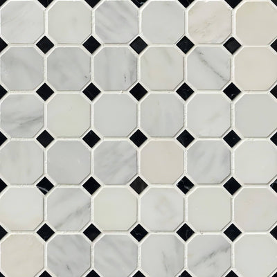 Greecian White 2 Octagon Mosaic - heytiles