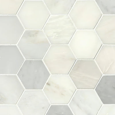 Greecian White 3 Hexagon Mosaic - heytiles