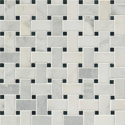 Greecian White Basketweave Mosaic - heytiles