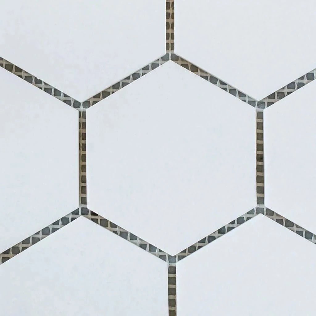 Greek Thassos White Marble 6" X 6" Hexagon Mosaic - Hey Tiles