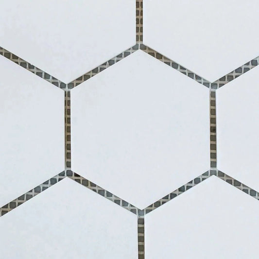 Greek Thassos White Marble 6" X 6" Hexagon Mosaic - Hey Tiles