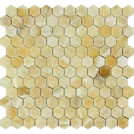 Honey Onyx Hexagon Mosaic 1x1 3/8 Polished - Hey Tiles