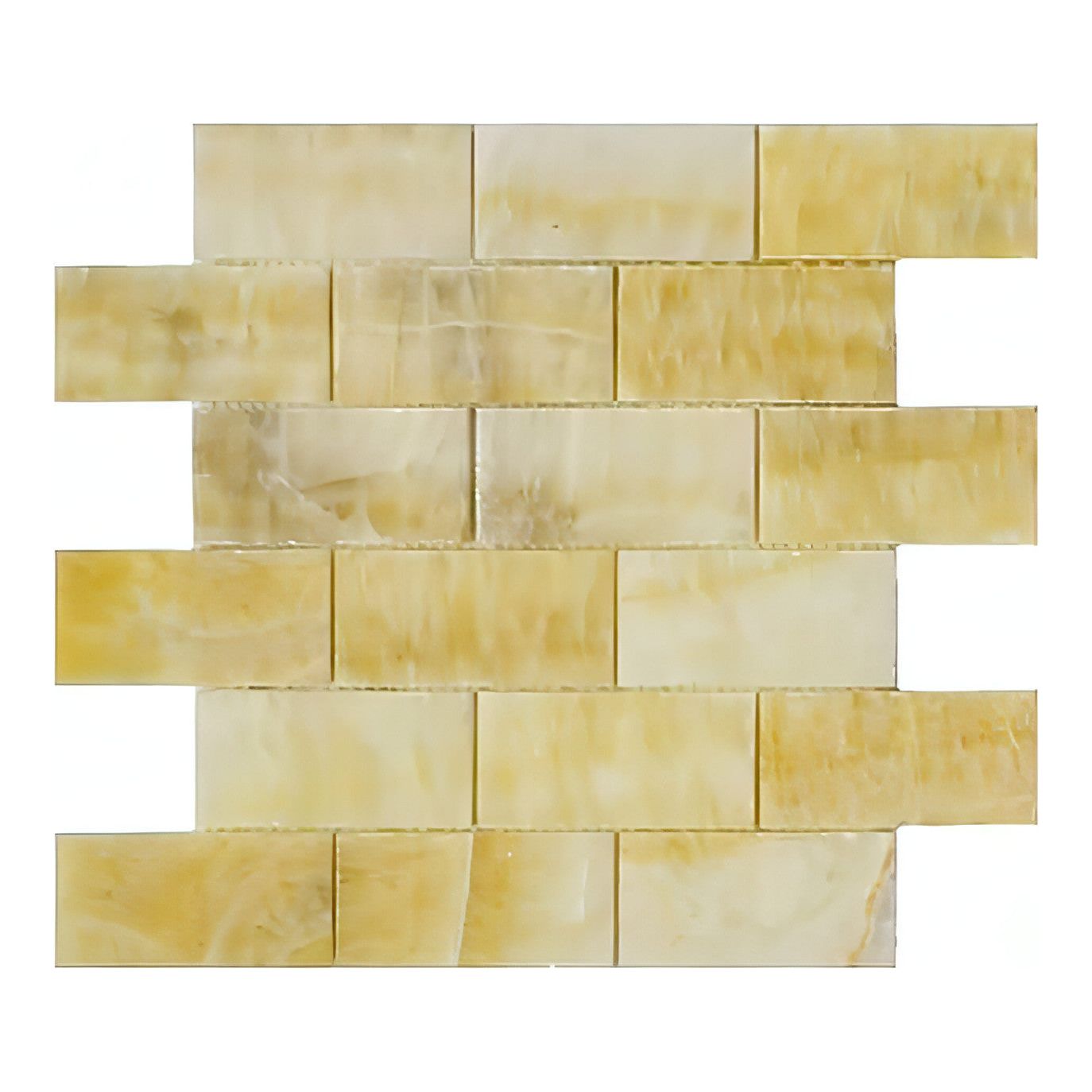 Honey Onyx Straight - Edged Brick Mosaic 2x4 3/8 Polished - Hey Tiles