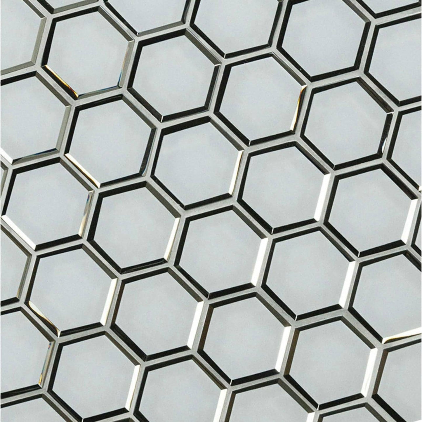 Ice Beveled 3” Hexagon Mosaic Tile - Hey Tiles