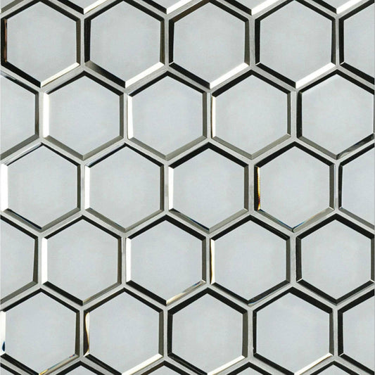 Ice Beveled 3” Hexagon Mosaic Tile - Hey Tiles