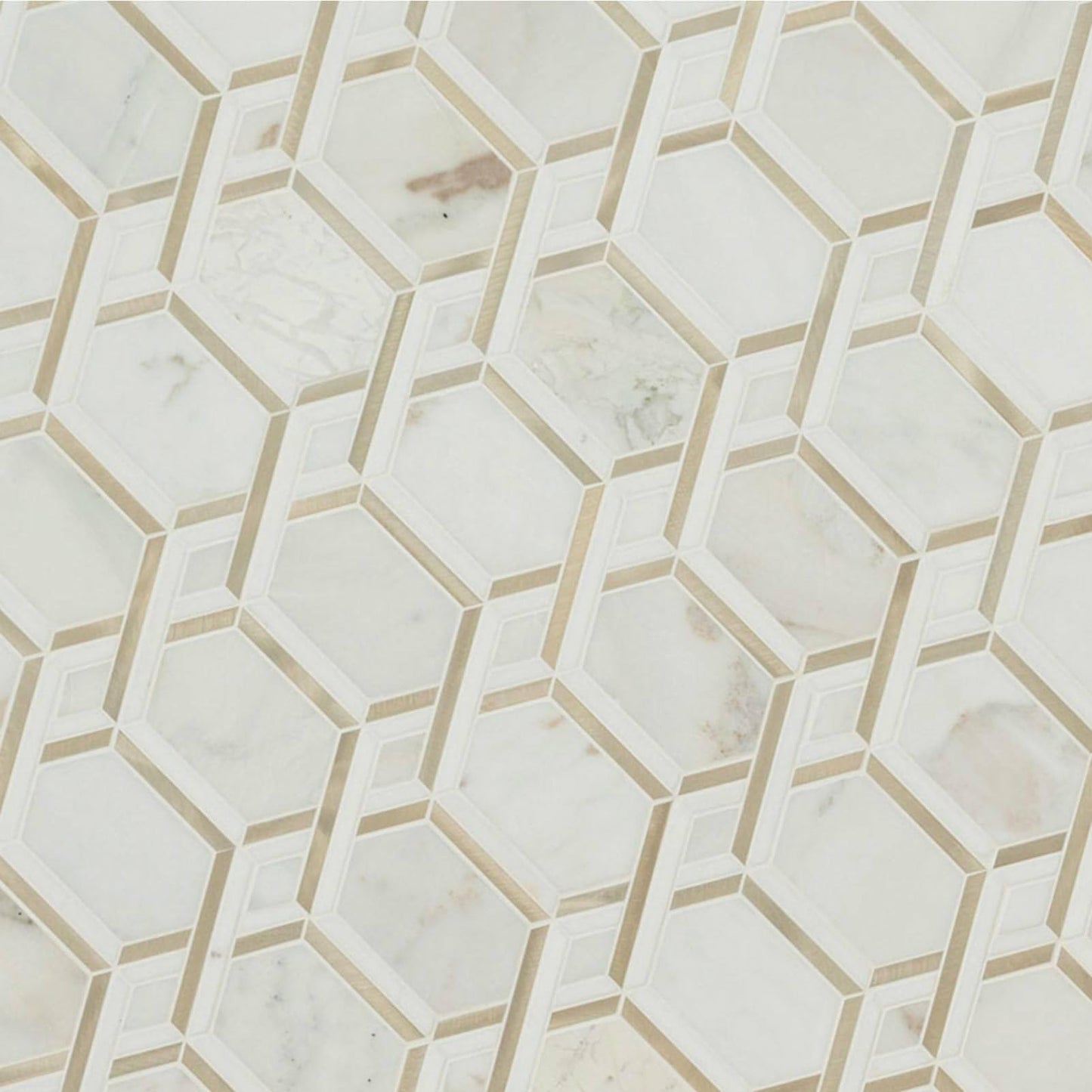 Luxor Royal Link Gold Pattern Mosaic Tile - Hey Tiles