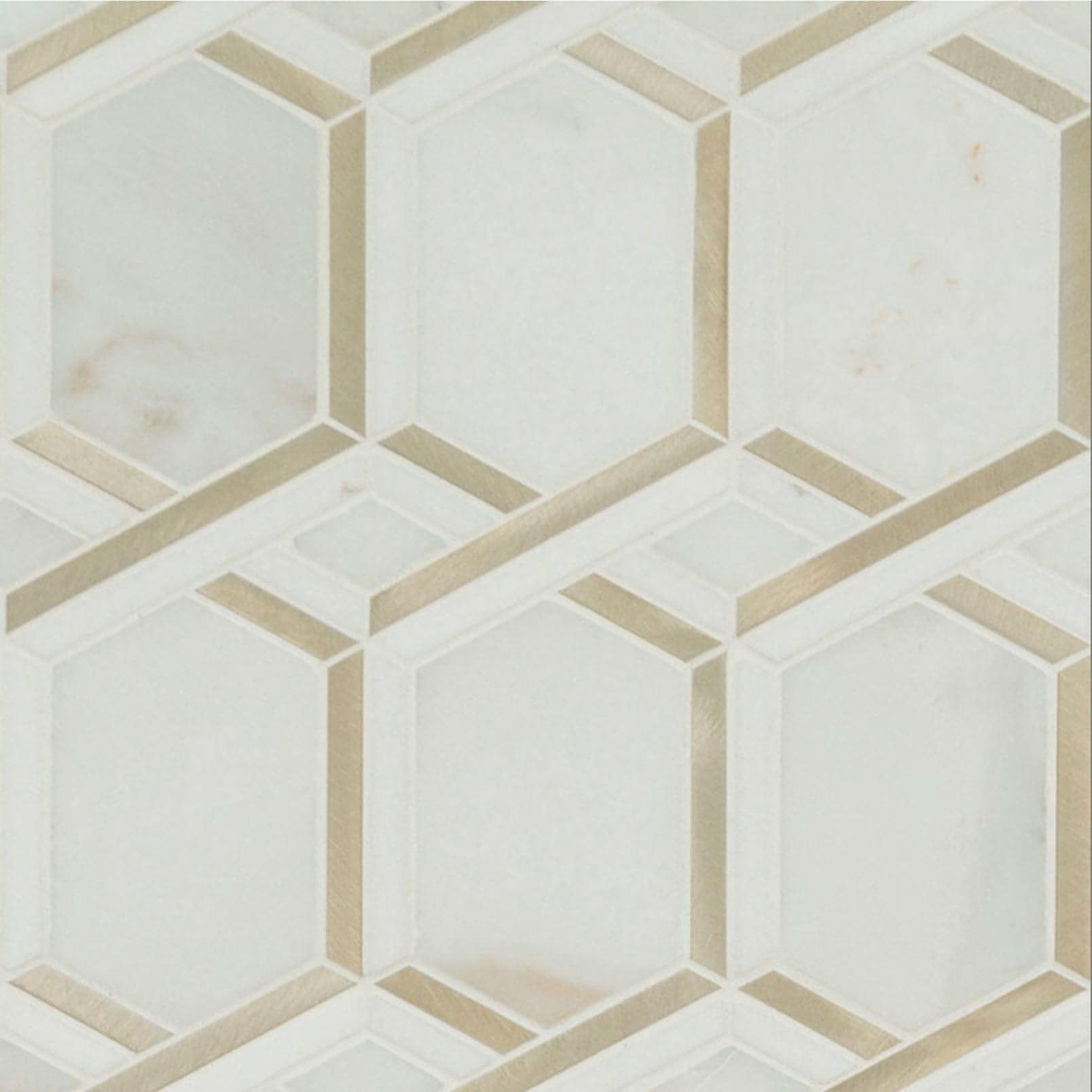 Luxor Royal Link Gold Pattern Mosaic Tile - Hey Tiles