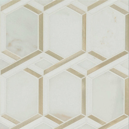 Luxor Royal Link Gold Pattern Mosaic Tile - Hey Tiles