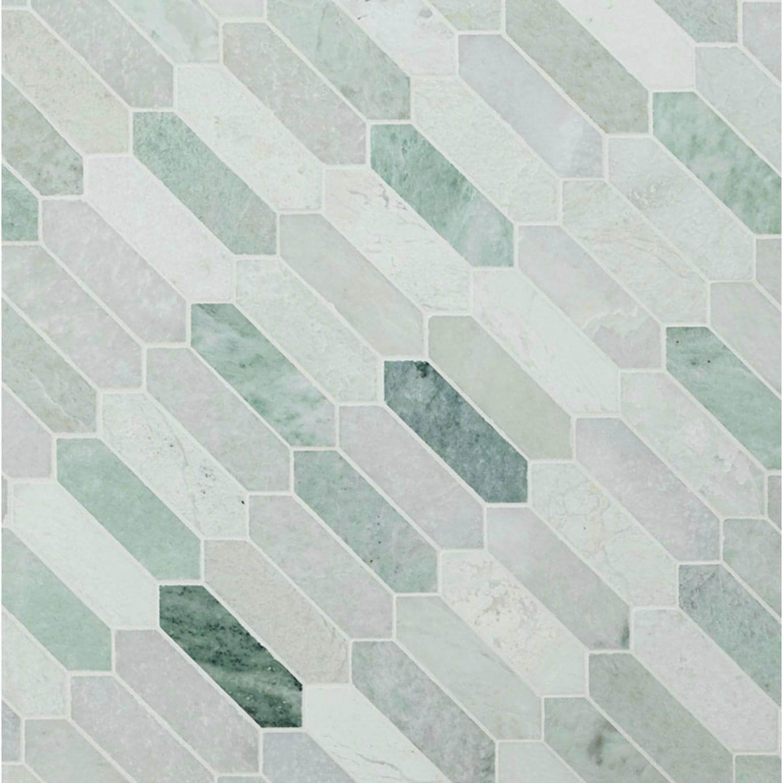 Ming Green Picket Polished Mosaic Tile - Hey Tiles