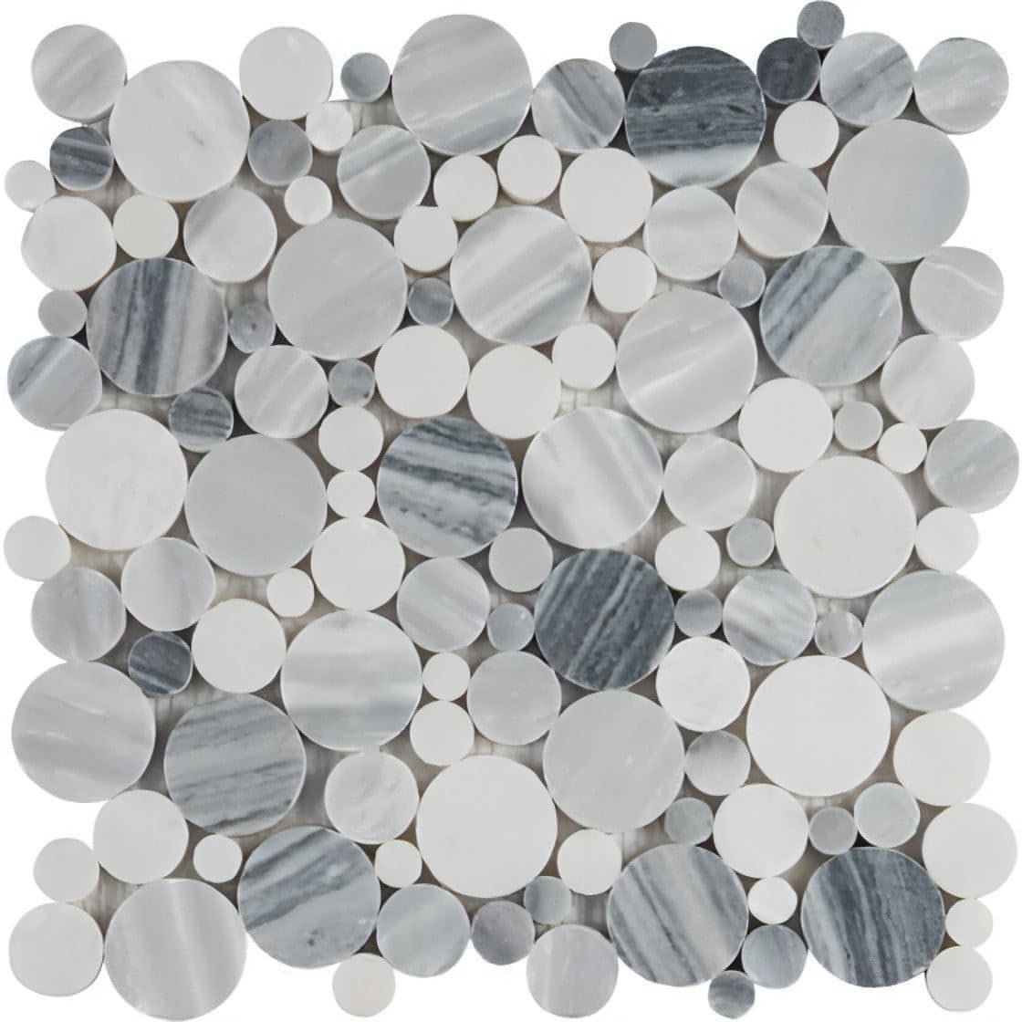 MSI Alaska Gray Pebbles 12 in. x 12 in. x 10mm Polished Marble Tile - Hey Tiles