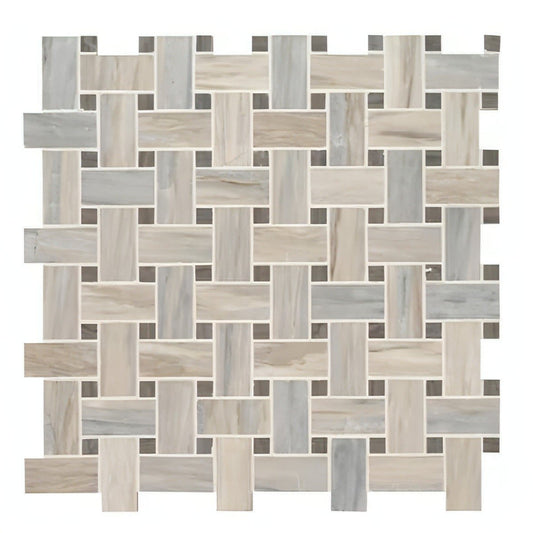 MSI Angora 12x12 Polished Basketweave Mosaic Tile - Hey Tiles