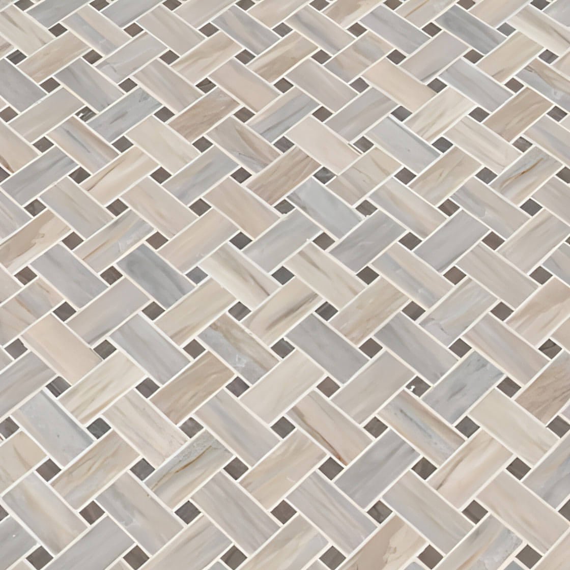 MSI Angora 12x12 Polished Basketweave Mosaic Tile - Hey Tiles