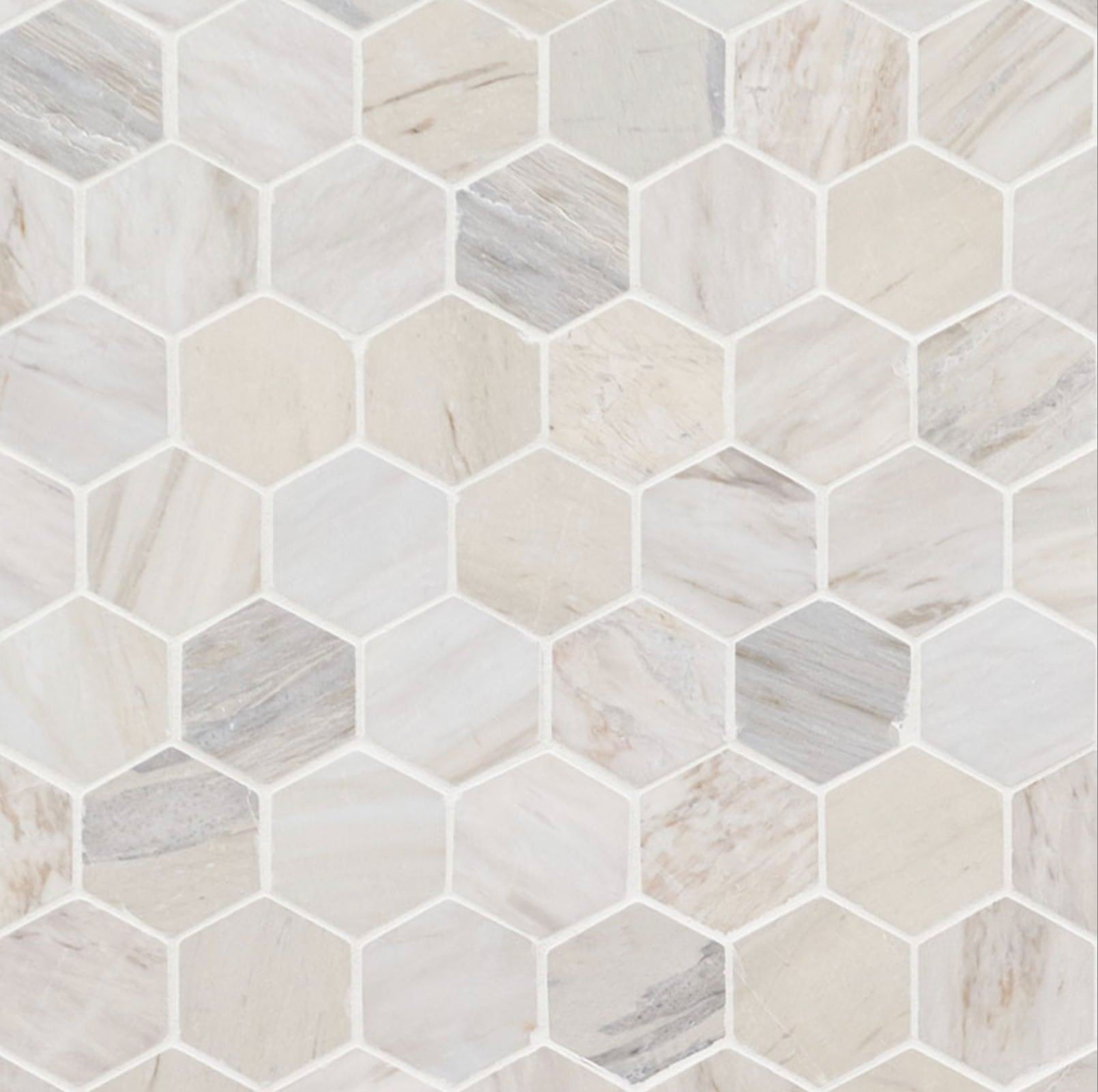 MSI Angora Polished 2" Hexagon Mosaic Tile - Hey Tiles