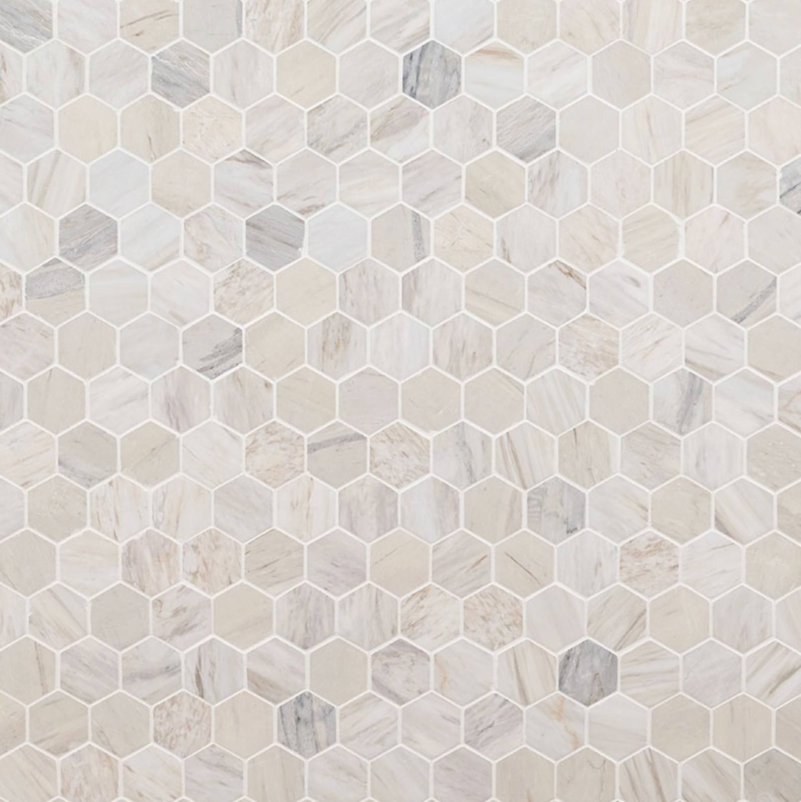 MSI Angora Polished 2" Hexagon Mosaic Tile - Hey Tiles