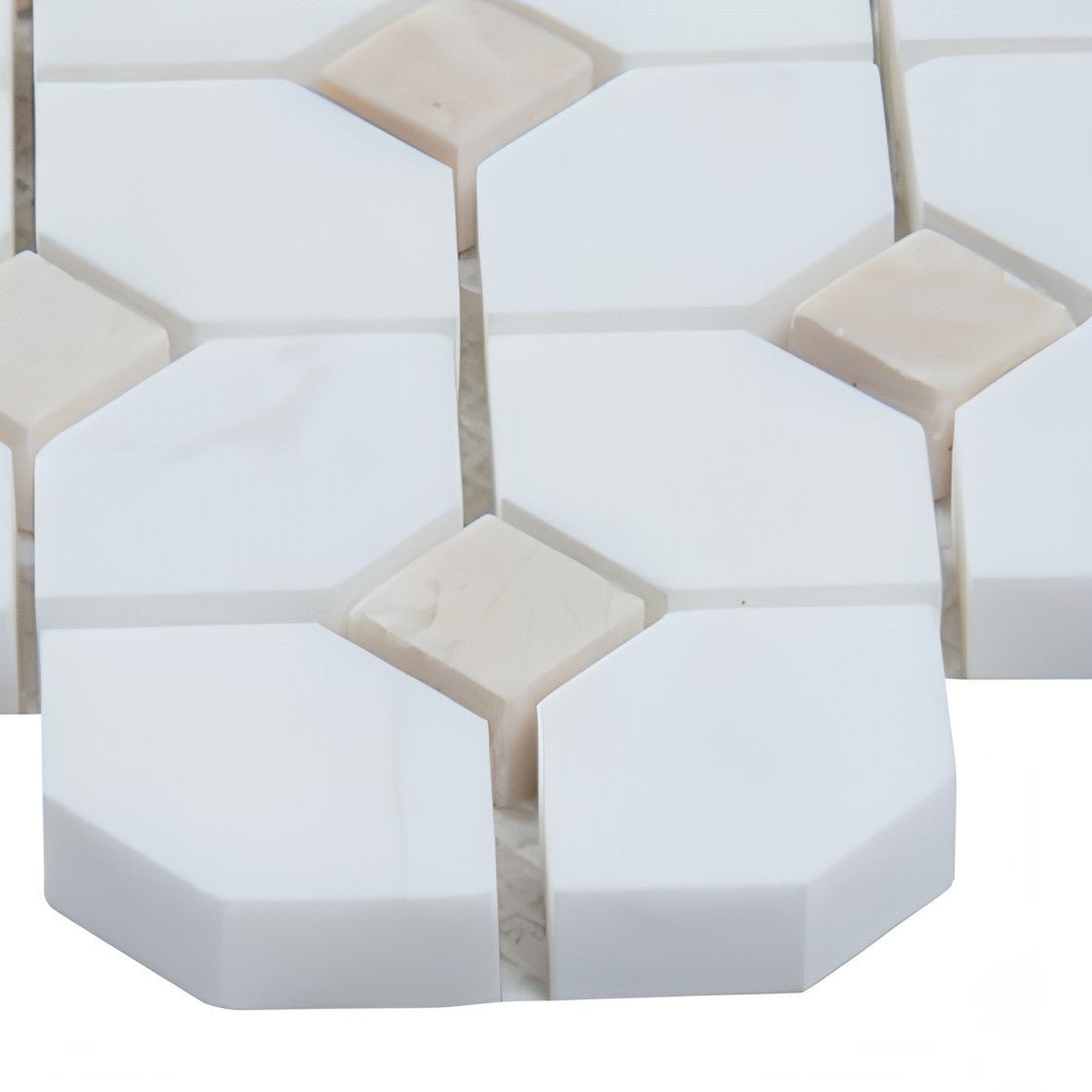 MSI Bianco Dolomite Crema Dotty Polished Marble Mosaic - Hey Tiles