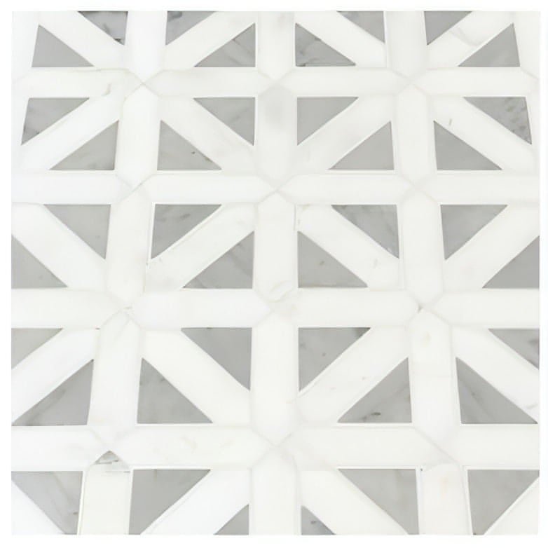 MSI Bianco Dolomite Geometrica 12x12 x10mm Polished Marble Mosaic Tile - Hey Tiles