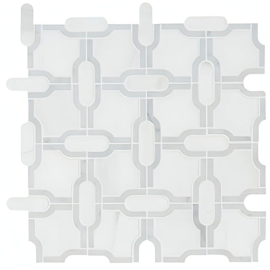 MSI Bianco Gridwork 12x12 Polished Marble Mosaic Tile - Hey Tiles