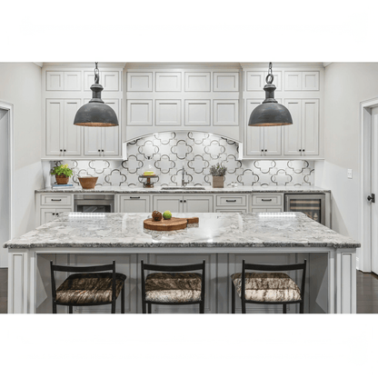 MSI Bianco Quatrefoil 12 in. x 12 in. x 10mm Polished Marble Mesh - Mounted Mosaic Tile - Hey Tiles