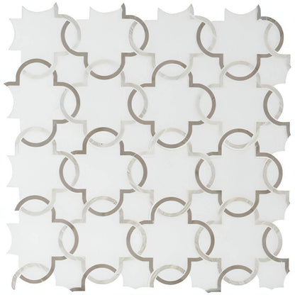 MSI Bianco Quatrefoil 12 in. x 12 in. x 10mm Polished Marble Mesh - Mounted Mosaic Tile - Hey Tiles