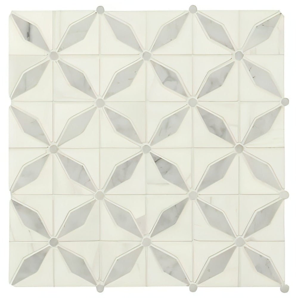 MSI Bianco Starlite 12x12 Polished Marble Mosaic Tile - Hey Tiles