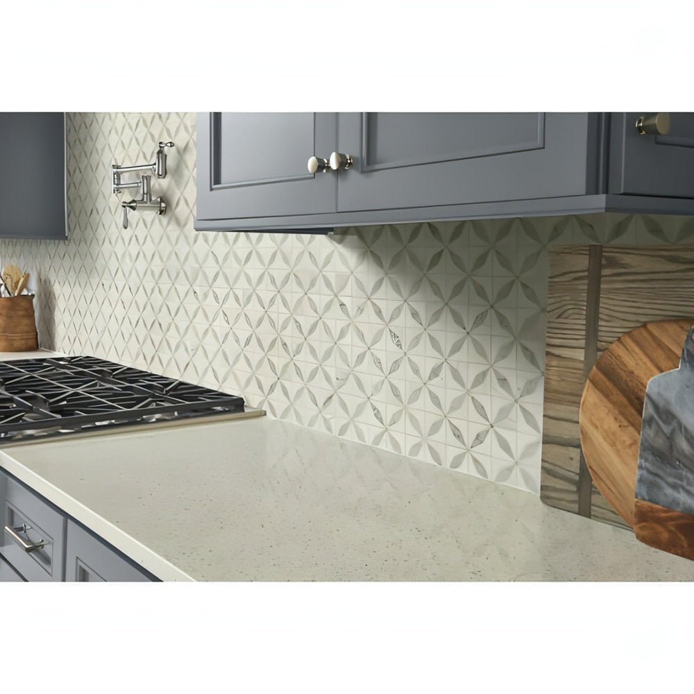 MSI Bianco Starlite 12x12 Polished Marble Mosaic Tile - Hey Tiles