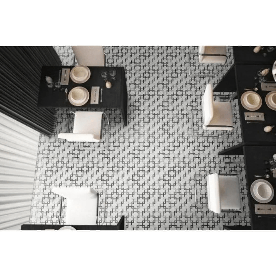 MSI Blanco Lynx 10.47 in. x 10.4 in. x 8mm Polished Stone and Metal Mosaic Tile - Hey Tiles