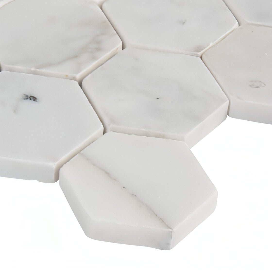 MSI Calacatta Cressa 2" Hexagon 12x12x 10mm Honed Marble Mosaic - Hey Tiles