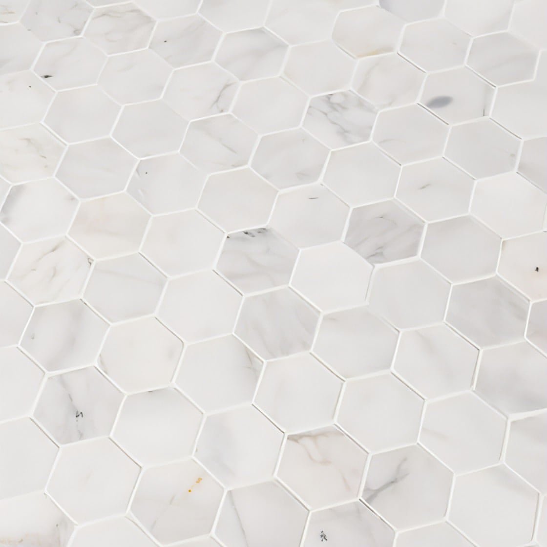 MSI Calacatta Cressa 2" Hexagon 12x12x 10mm Honed Marble Mosaic - Hey Tiles