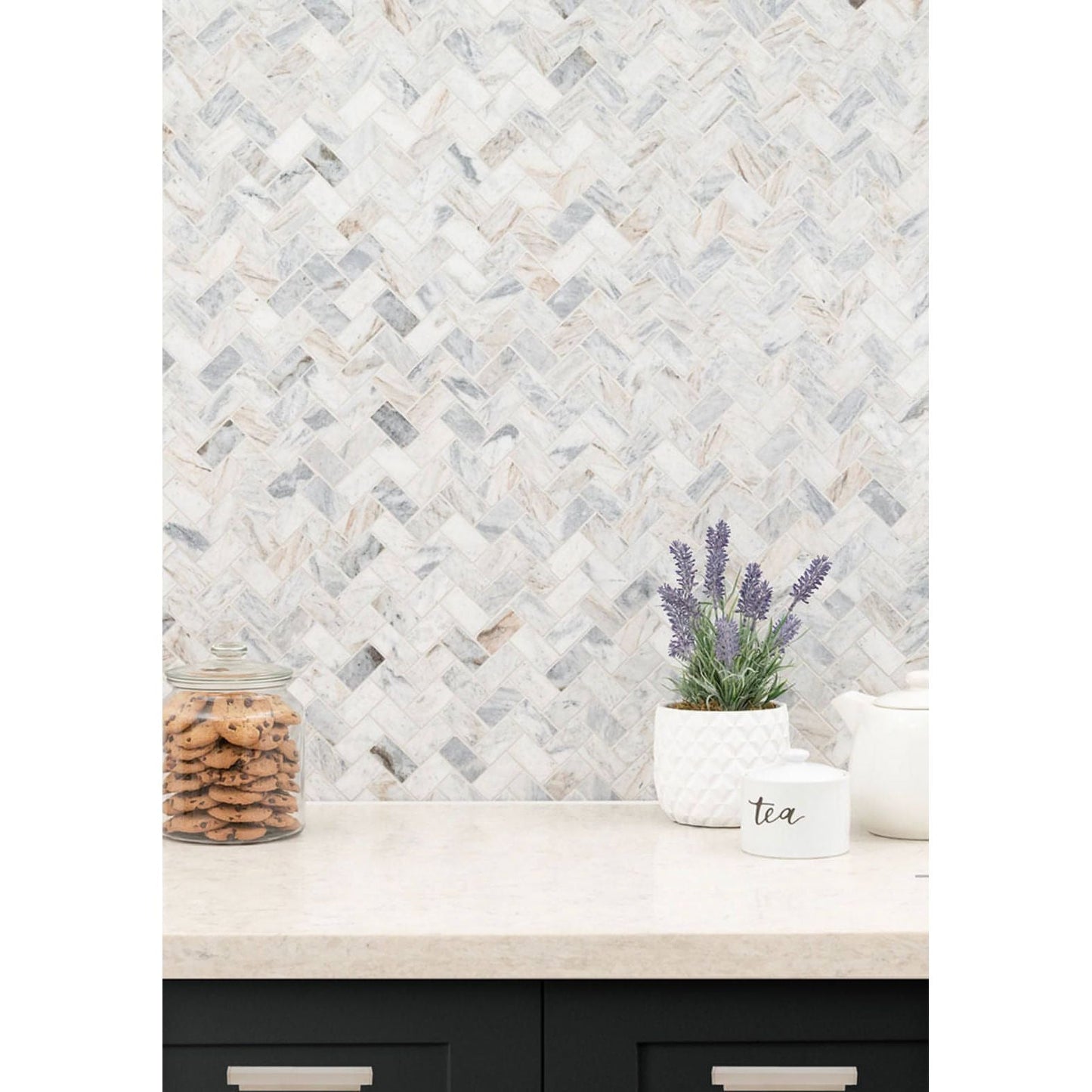 MSI Capri Blue 1x2 Herringbone Honed Mosaic Tile - Hey Tiles