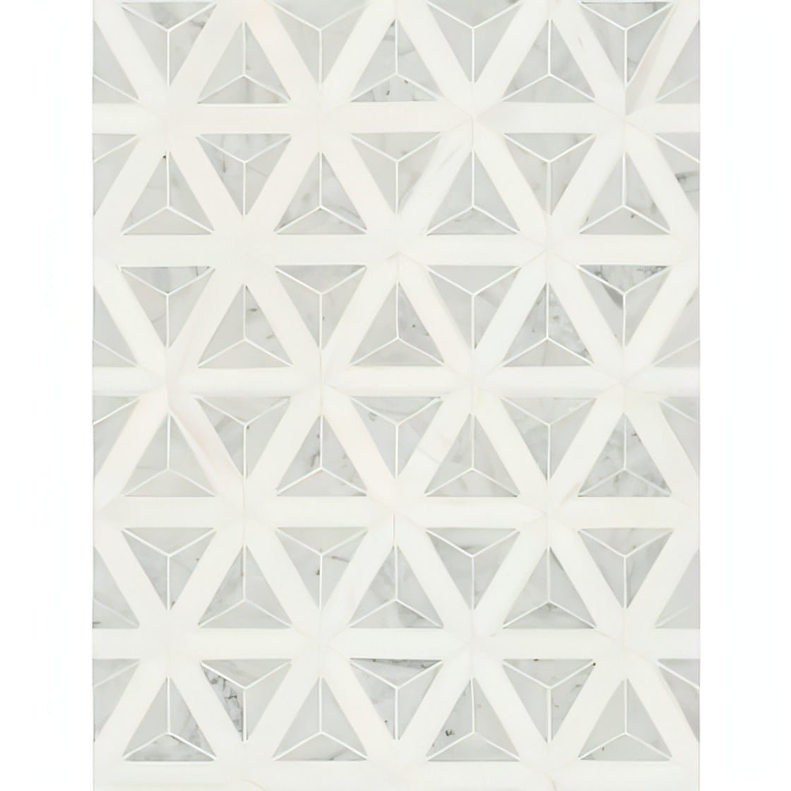 MSI Carrara White + Thassos White Faceted 12x9.26 Polished Marble Mosaic - Hey Tiles