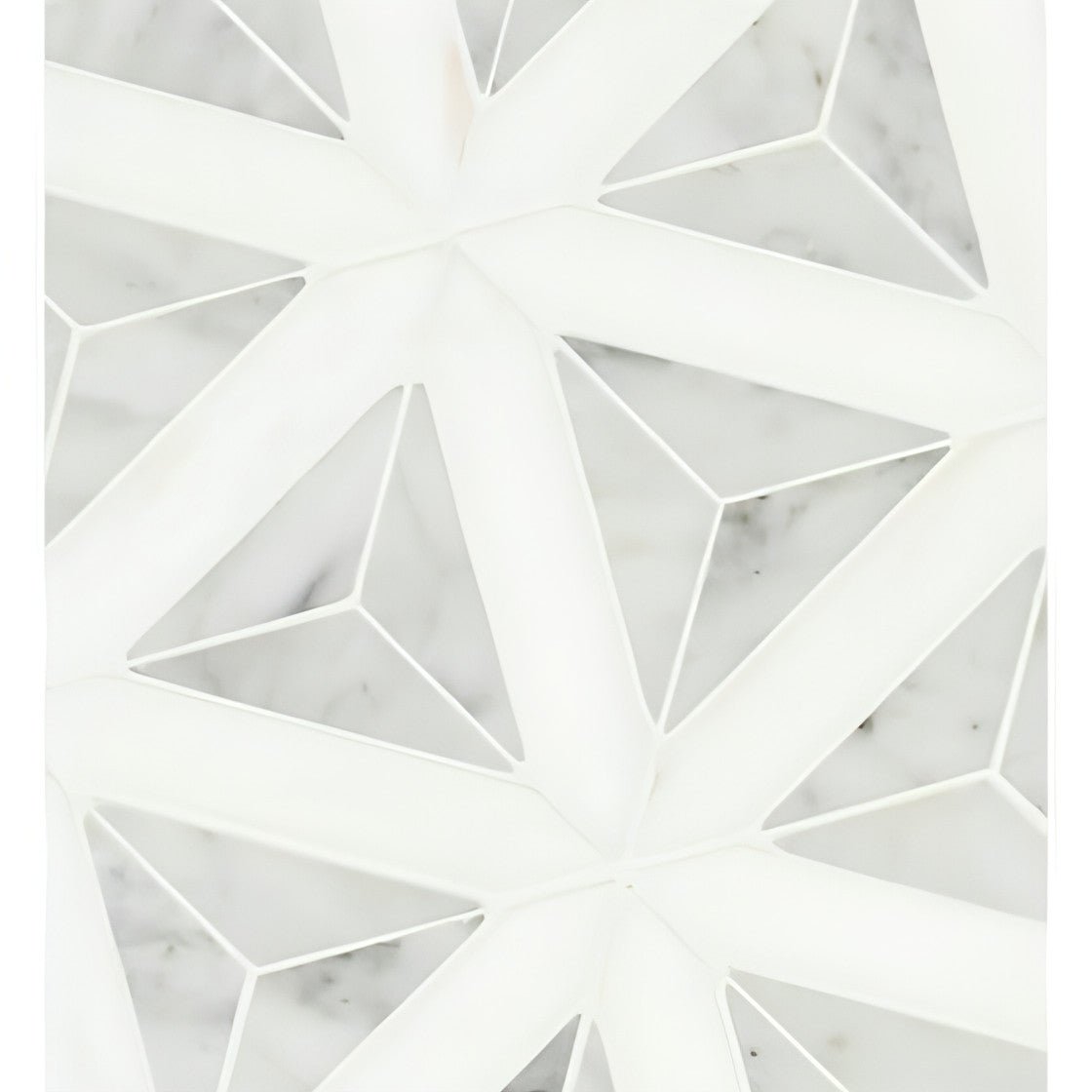 MSI Carrara White + Thassos White Faceted 12x9.26 Polished Marble Mosaic - Hey Tiles