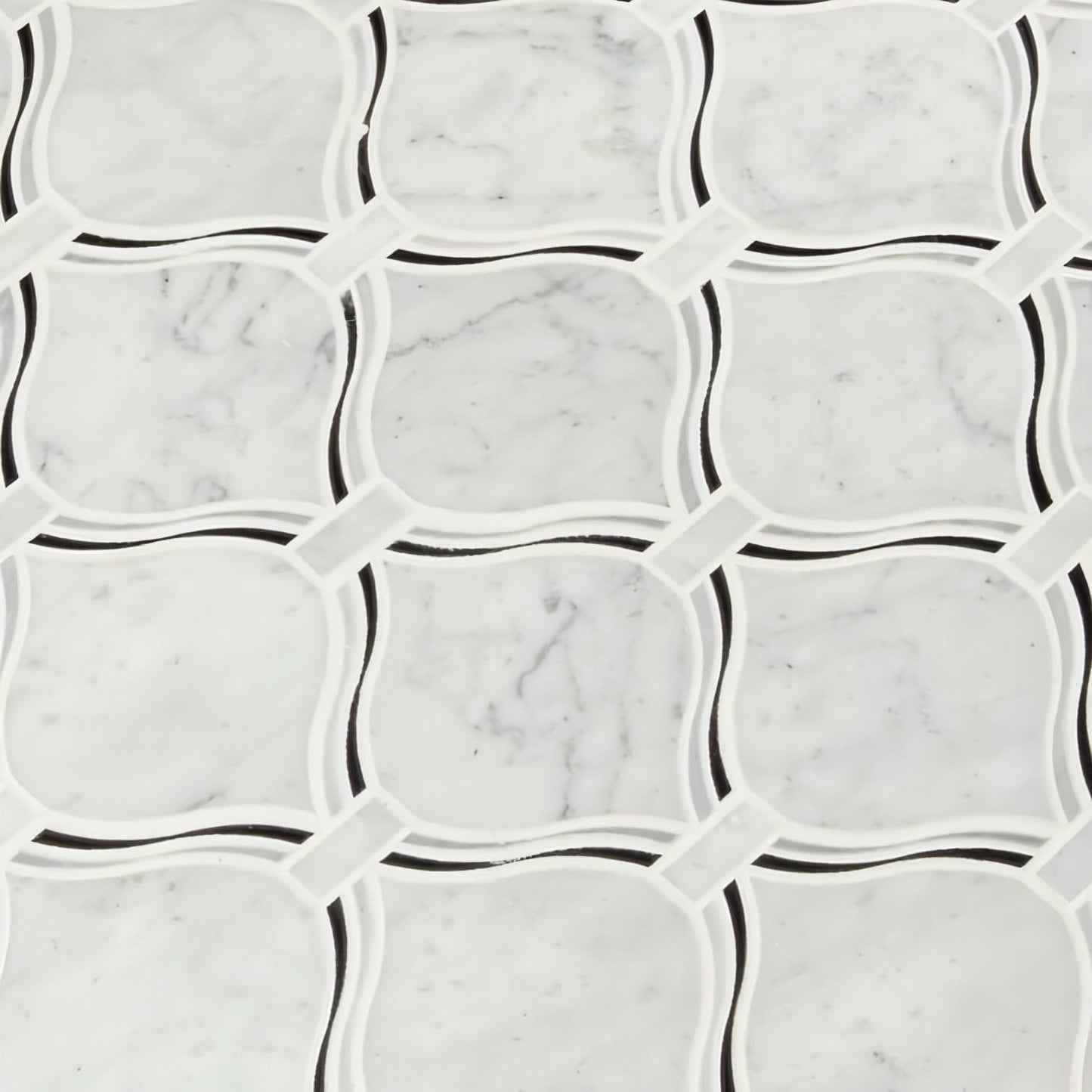 MSI Danza Arabesque 10" x 11" Carrara White, Nero Marquina - Hey Tiles