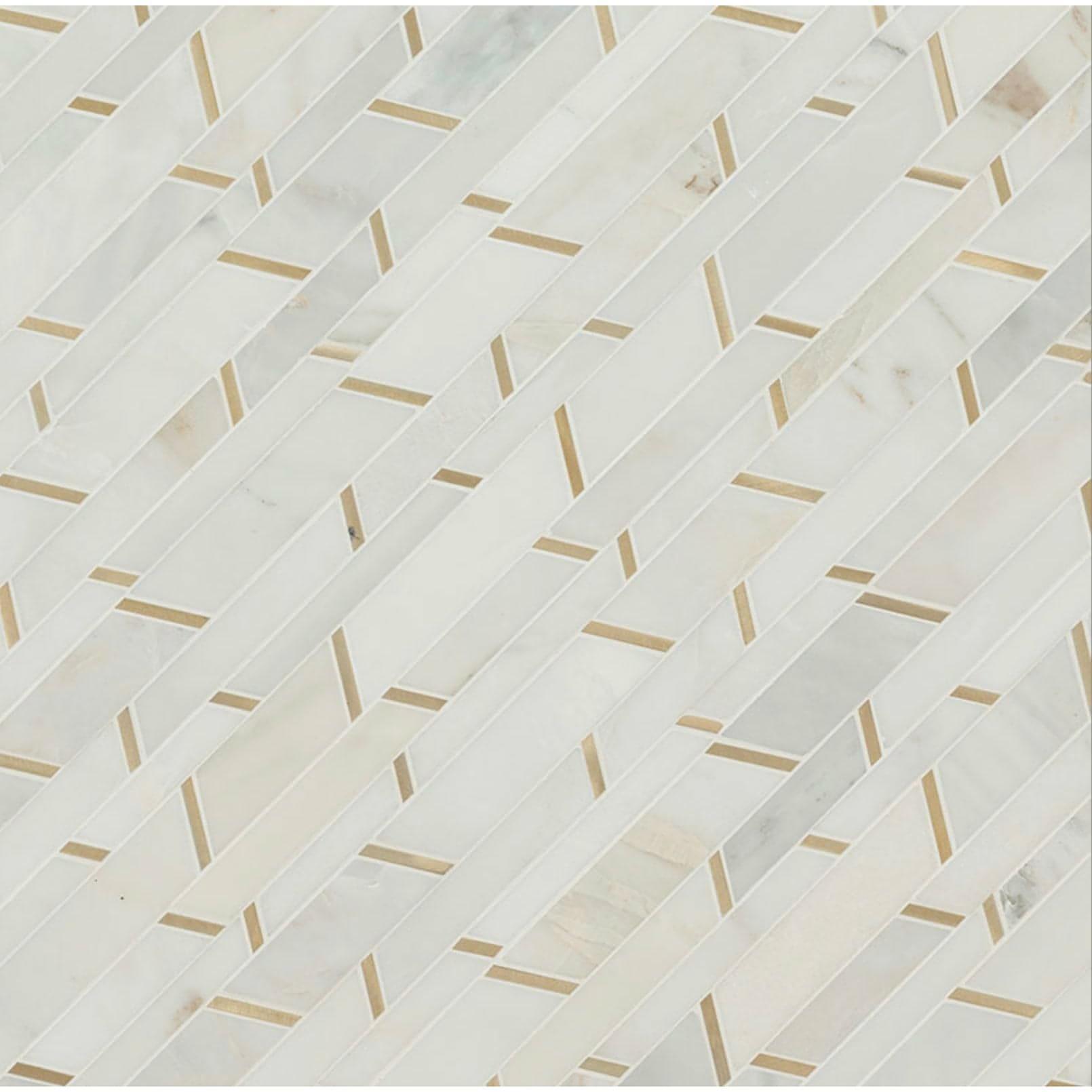 MSI Metro Gold Pattern, Glass Metal Blend Mosaic Tile - Hey Tiles