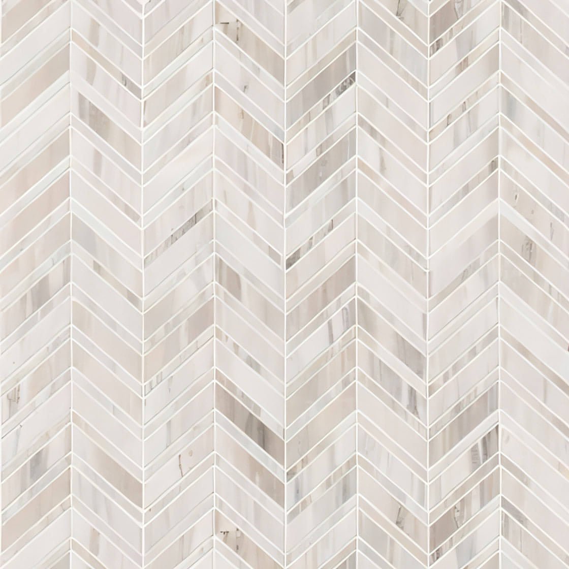 MSI Palisandro Chevron 12 X12 x10mm Polished Marble Mosaic Tile - Hey Tiles