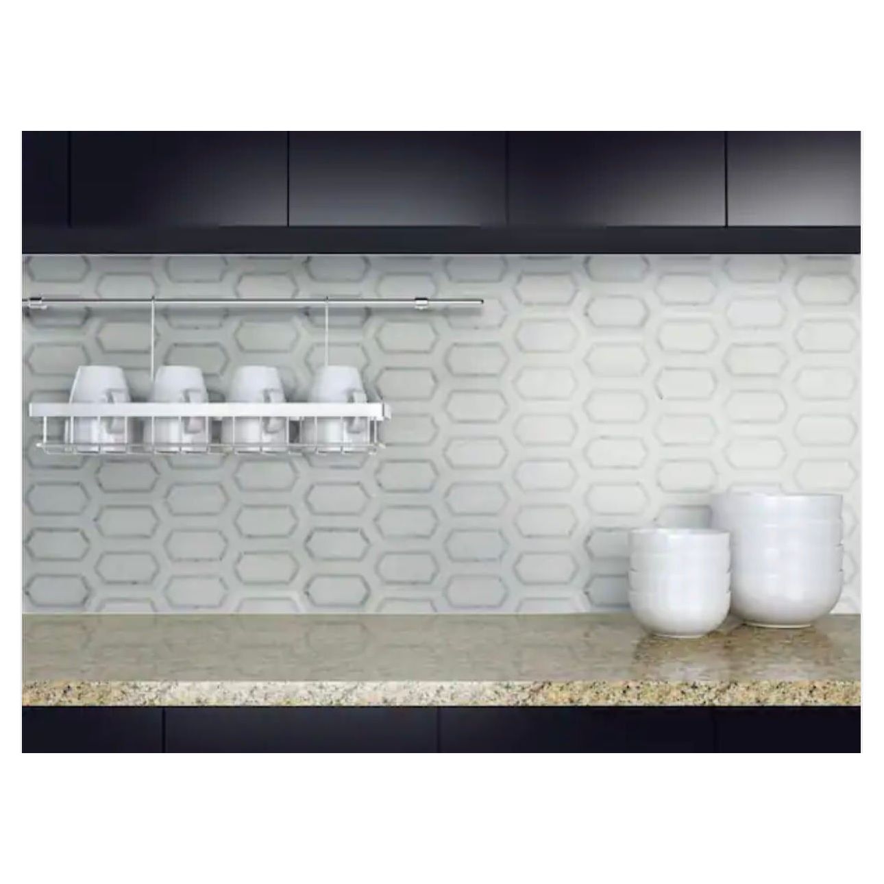 MSI Pavilion Picket 12x12 Polished Bianco Dolomite + Carrara Bianco - Hey Tiles